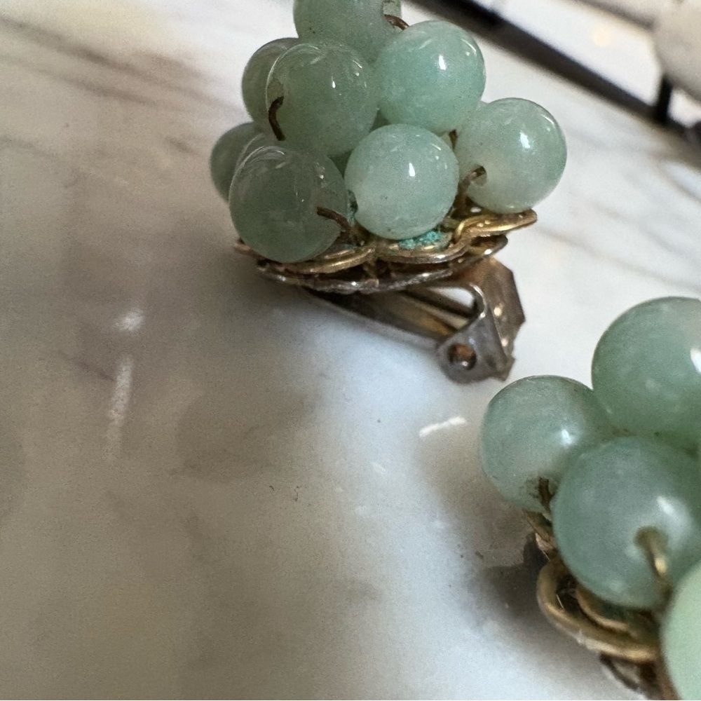 Vintage Green Cluster Earrings - Picture 9 of 16